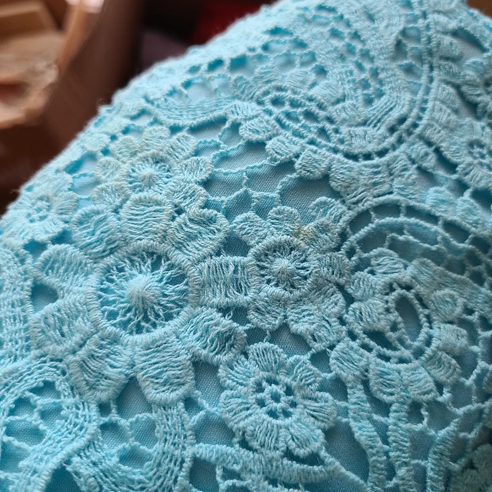 Ralph Lauren Light Blue Lace Shift Dress - Sz 16 - Picture 11 of 11